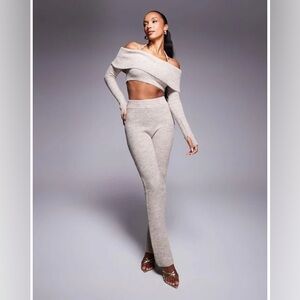 Wanderdoll Carrie knit off the shoulder crop top and pants set